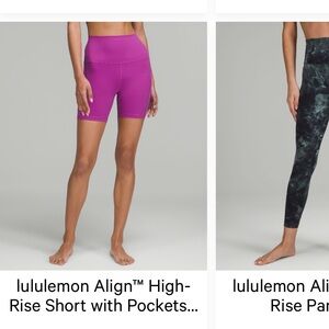 lululemon high rise align shorts 6” with pockets